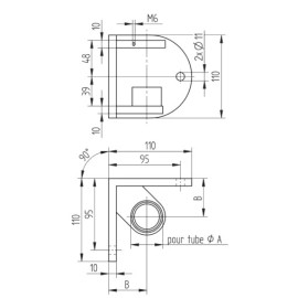 Muurbevestiging AISI 316   42.4 x 2