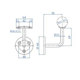 Fixation murale 33,7 - 42,4mm