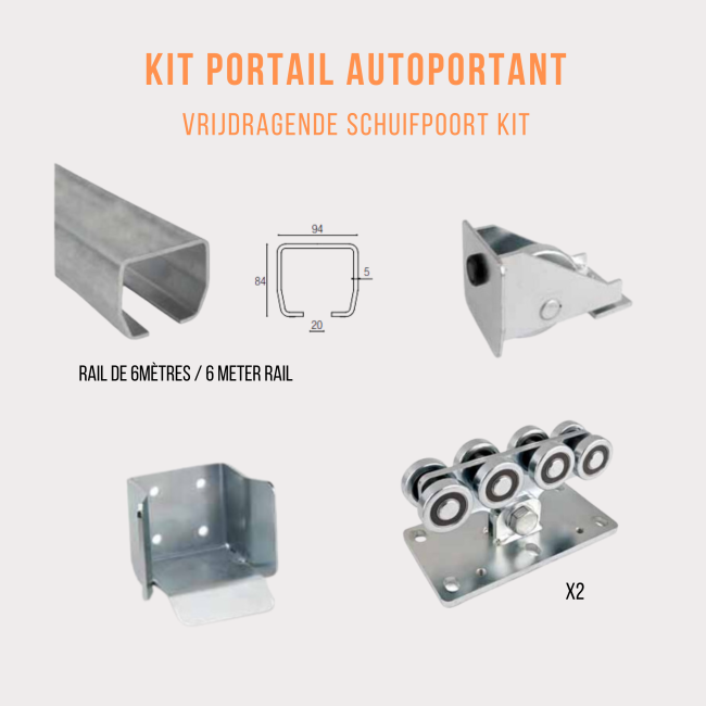 Vrijdragende schuifpoort kit